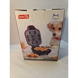 DASH Mini Dog Treat Maker Red Non-Stick Surface Makes 6 Treats W/ Recipe BookNIB